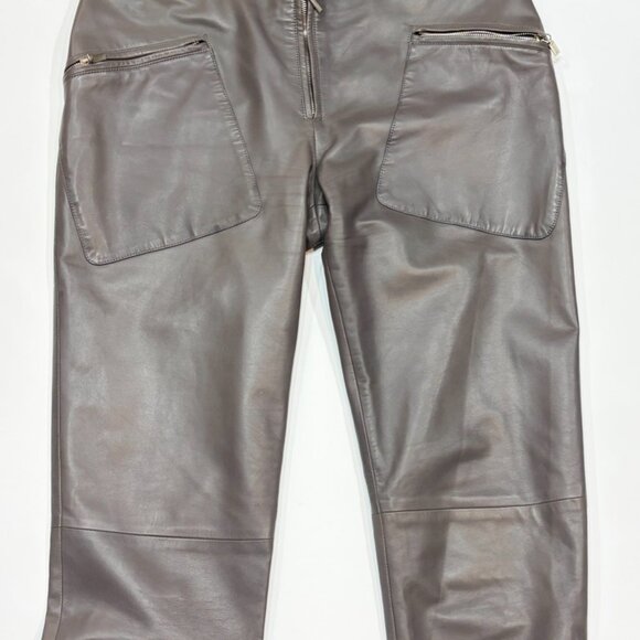 CRAZY COOL, SUPER RARE, NEW GIANNI VERSACE GRAY LEATHER PANT / JACKET SET 46 - Picture 14 of 16